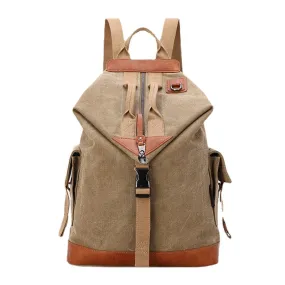 Men Canvas Geometry Letter Printed Pattern Multi-pocket Backpack 15.6 Inch Laptop Bag Travel