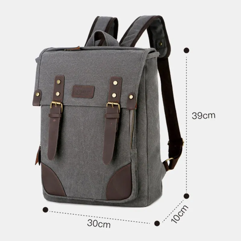 Men Casual Large Capacity Wear-Resistant Canvas Backpack Vintage  15.6 Inch Laptop Bag