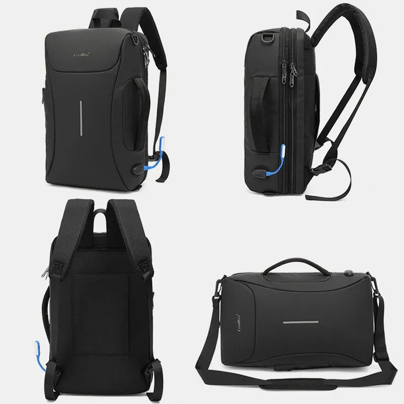 Men Oxford USB Charging Port Multiple Compartments Backpack Casual Waterproof 15.6 inch Laptop Bag Crossbody Shoulder Bags