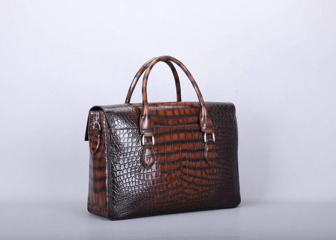 Men's Vintage Crocodile Leather  Briefcase