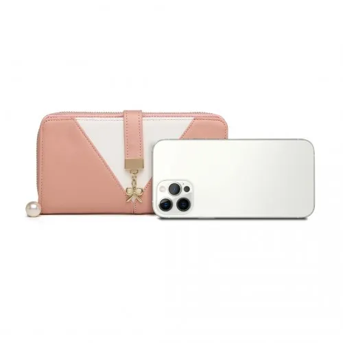 Miss Lulu Two Tone Women's Leather Look Clutch Purse - Pink | Elegant & Practical