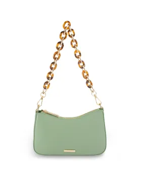 Mocha Olivia Tortoise Shell Chain Crossbody Bag- Sage