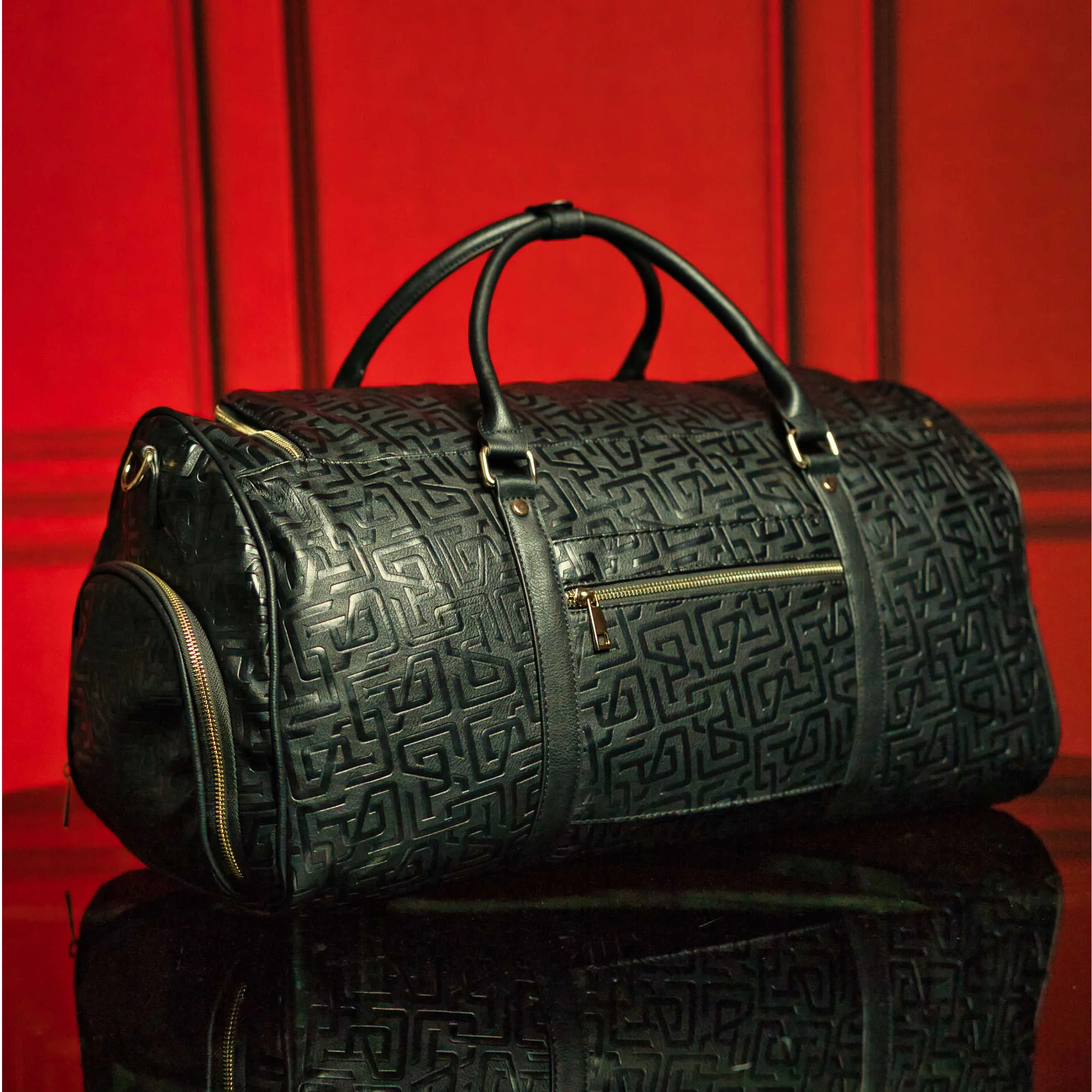 Monogram Leather Roller Bag Set (Signature Roller and Duffle)