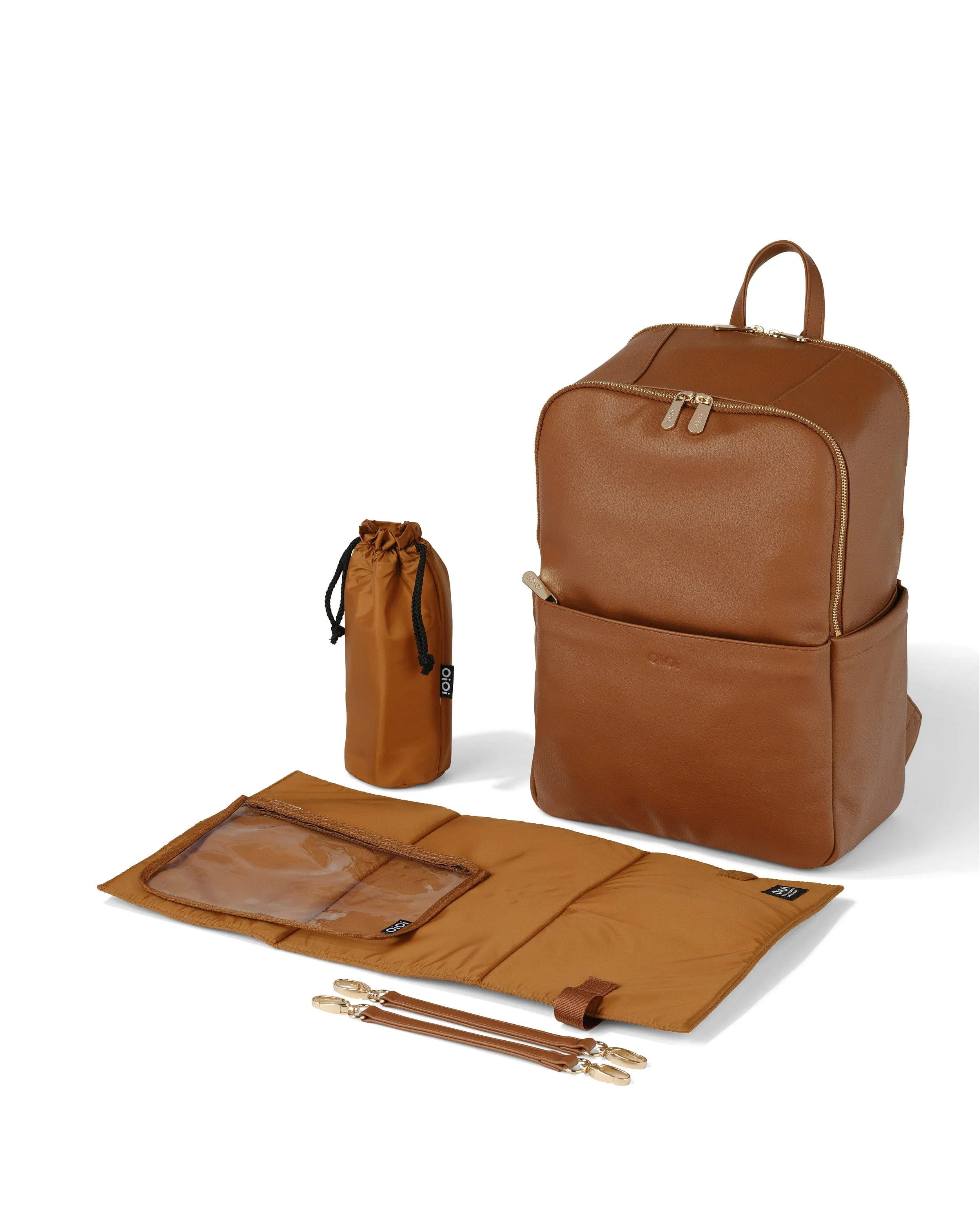 Multitasker Nappy Backpack - Chestnut Brown Vegan Leather