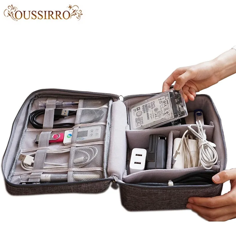 New Multi-function makeup digital travel storage bag electronic digital waterproof USB Earphone Pen storage bag Travel Organizer