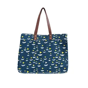 NEW NWT MAIKA DEAUVILLE VERTICAL MARKET TOTE Bag NAUTICAL BLUE SAILBOAT Vegan