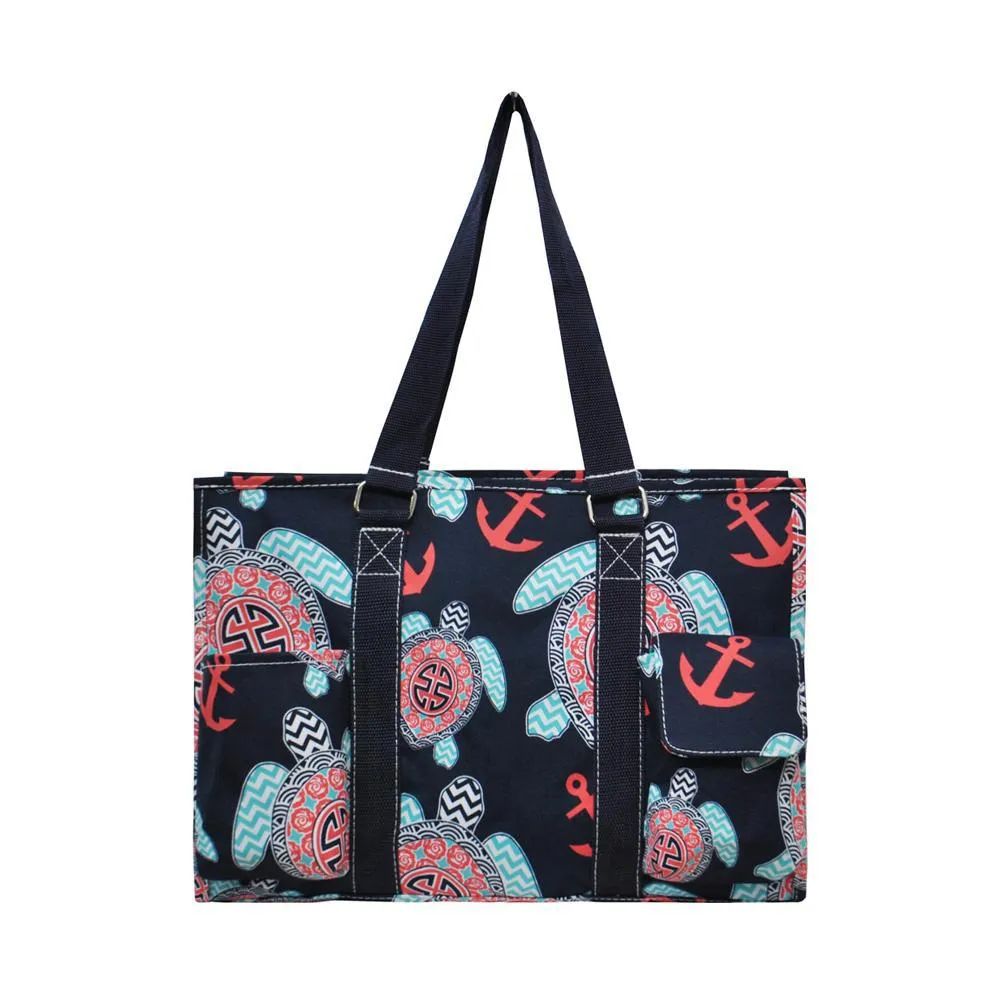 Ocean Sea Turtle Anchor NGIL Zippered Caddy Organizer Tote Bag