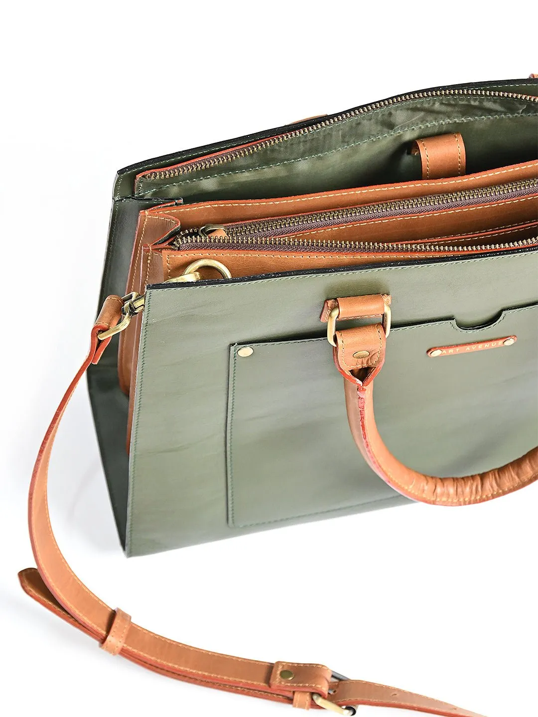 OLIVIA - LEATHER LAPTOP BAG  WITH LEATHER STRAP