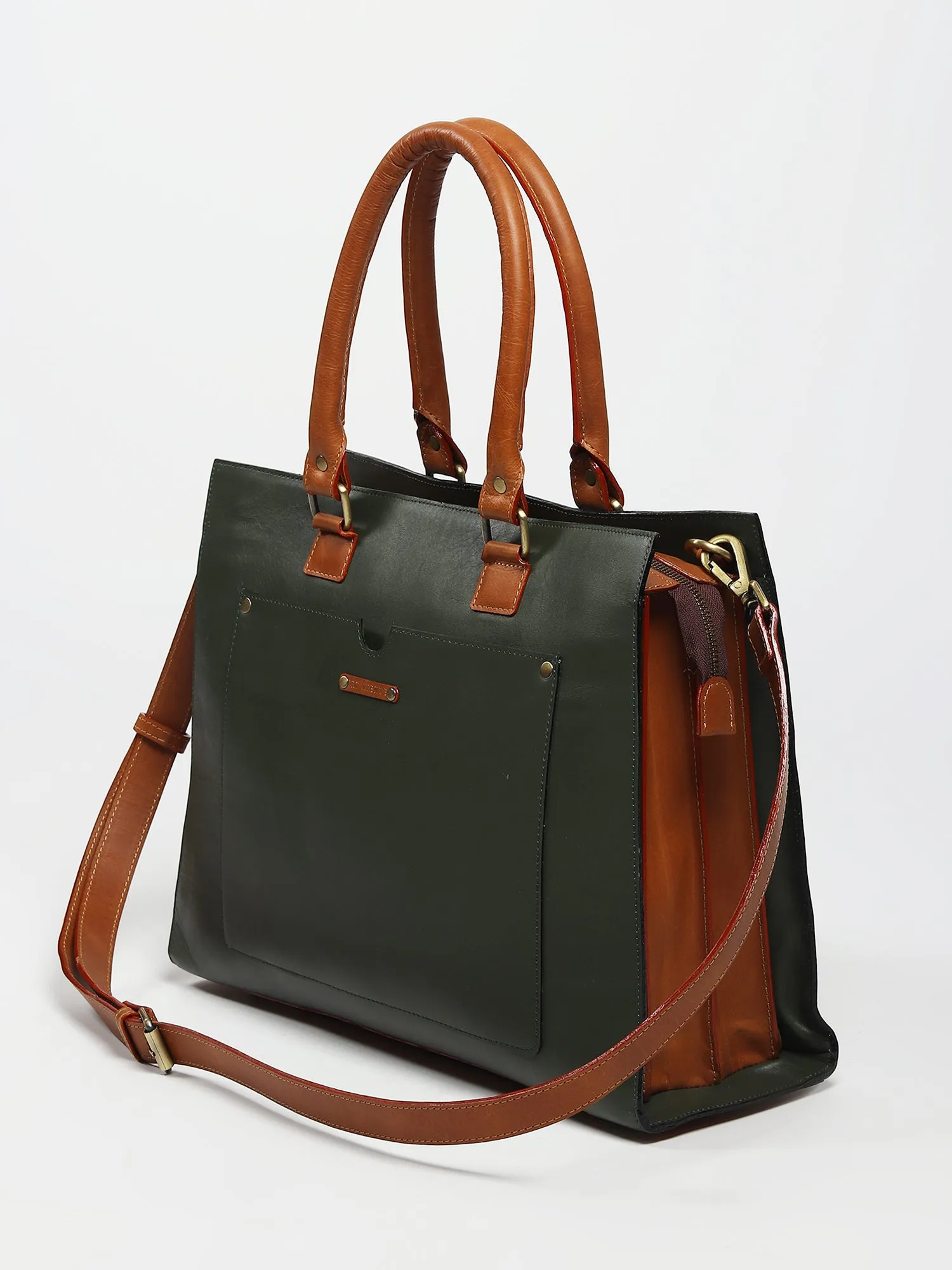 OLIVIA - LEATHER LAPTOP BAG  WITH LEATHER STRAP