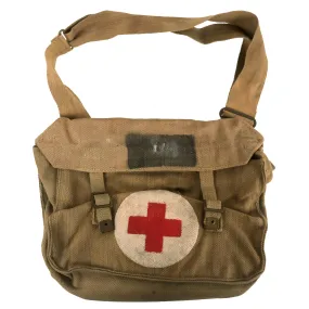 Original British WWII Pattern 1937 Medic Shoulder Bag for Shell Dressings with Dressing & Extras