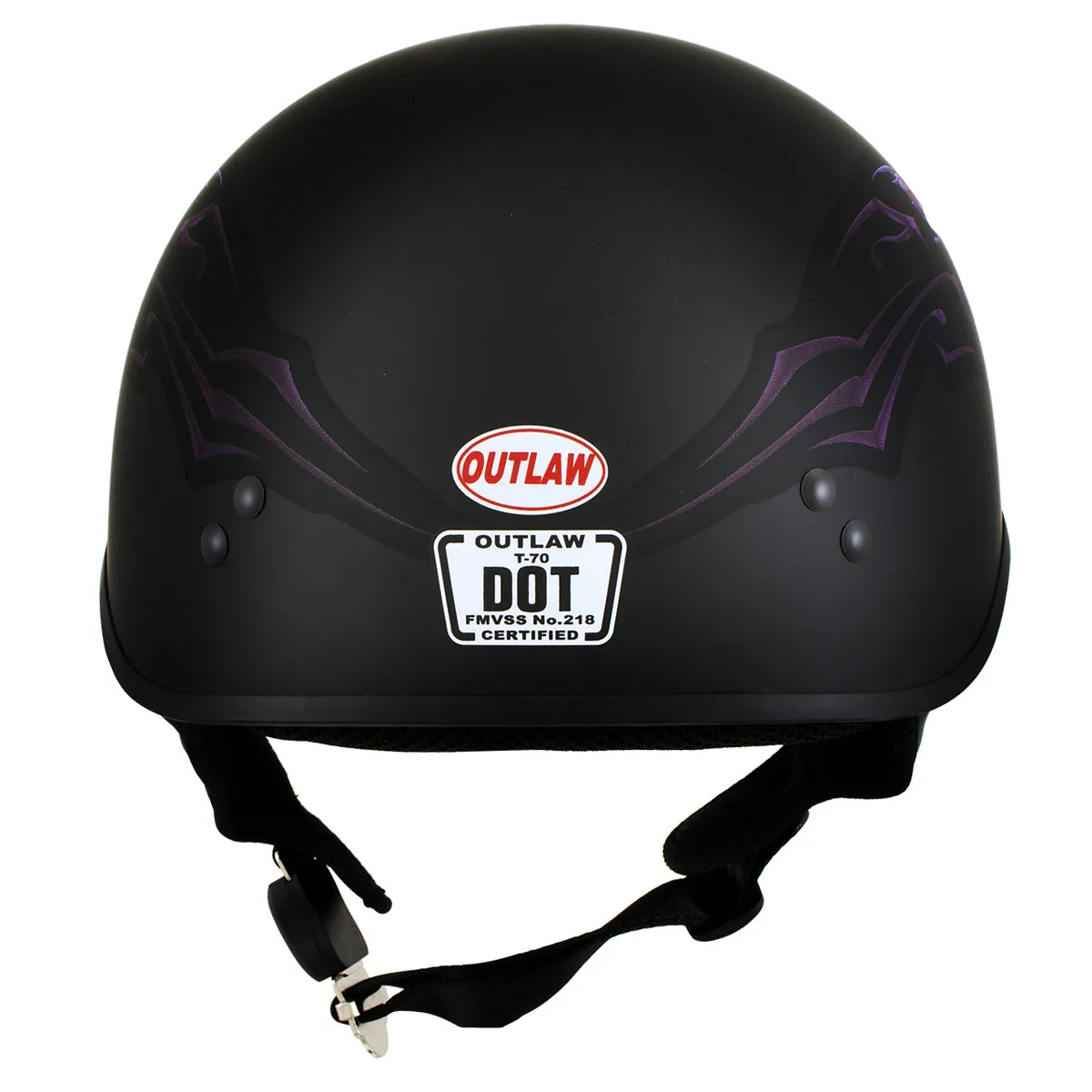 Outlaw T70 'Purple Butterfly' Advanced DOT Motorcycle Half Face Helmet