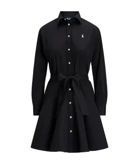 Paneled Cotton Shirtdress - Black