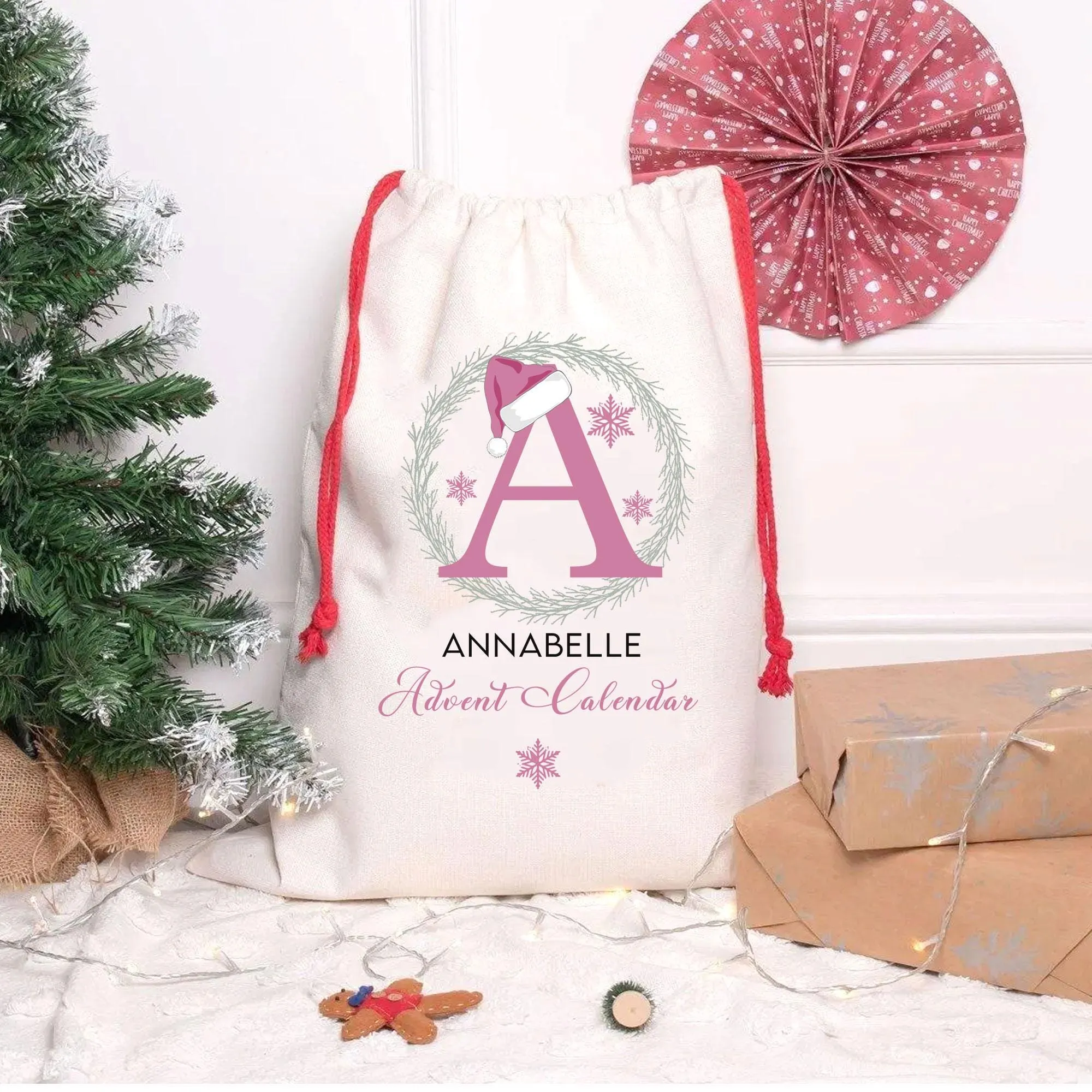 Personalised Advent Calendar, Advent Calendar Sack, Personalised Advent Calendar Bag, Calendar Bag For Kids, Fabric Bag, Christmas Decor