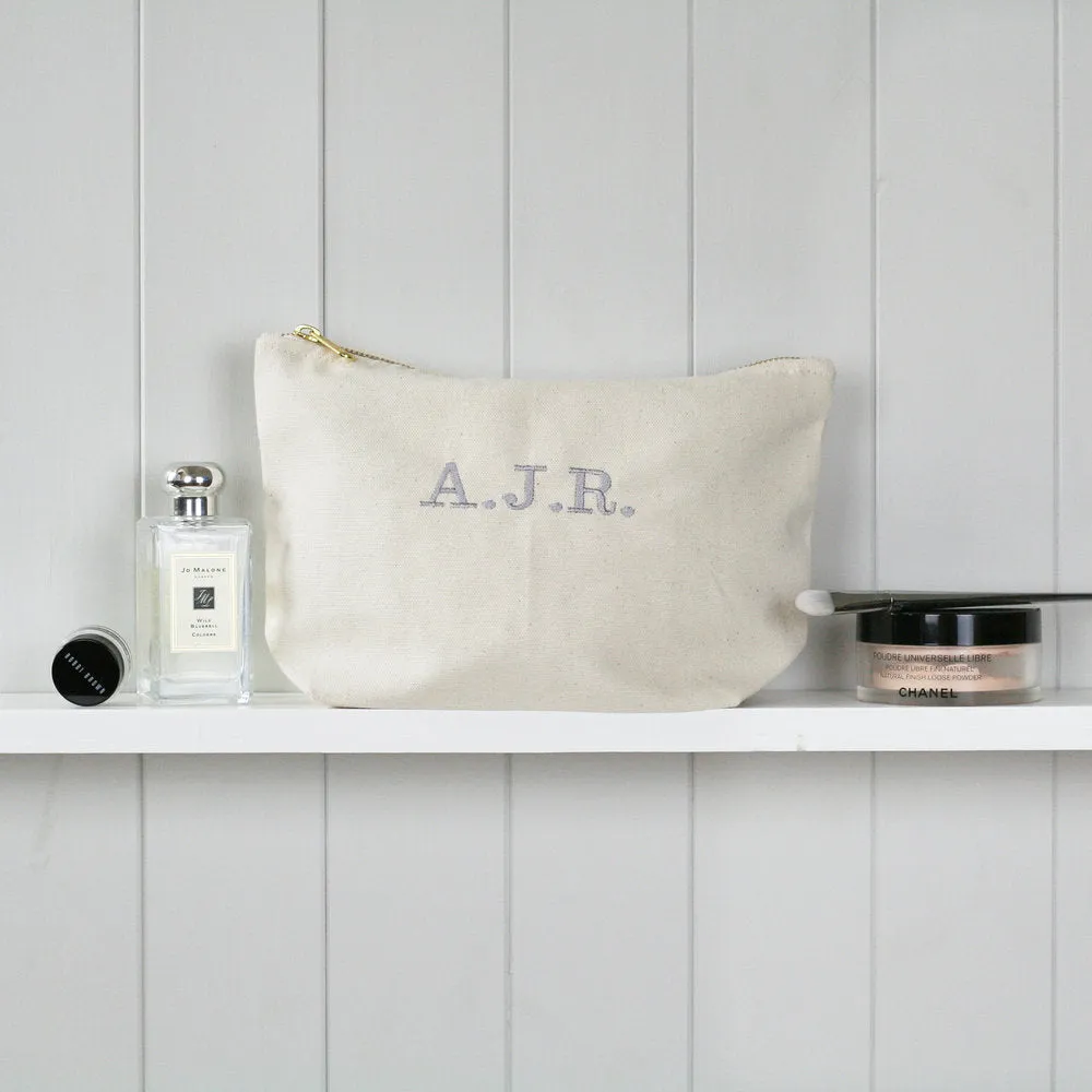 Personalised 'Initials' Zip Make Up Bag