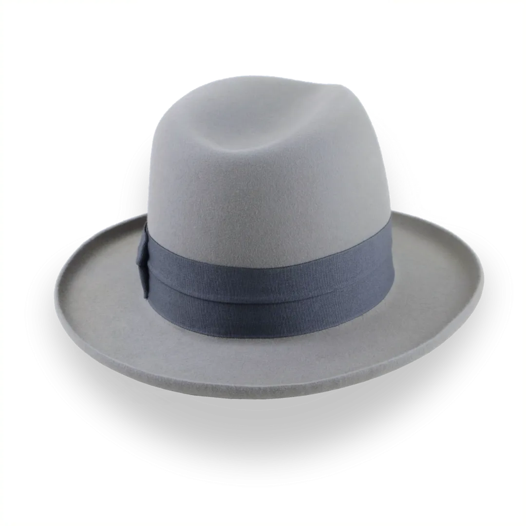 Pewter Grey Pencil Brim Fedora with Exclusive Ribbon Hatband | The Hiero