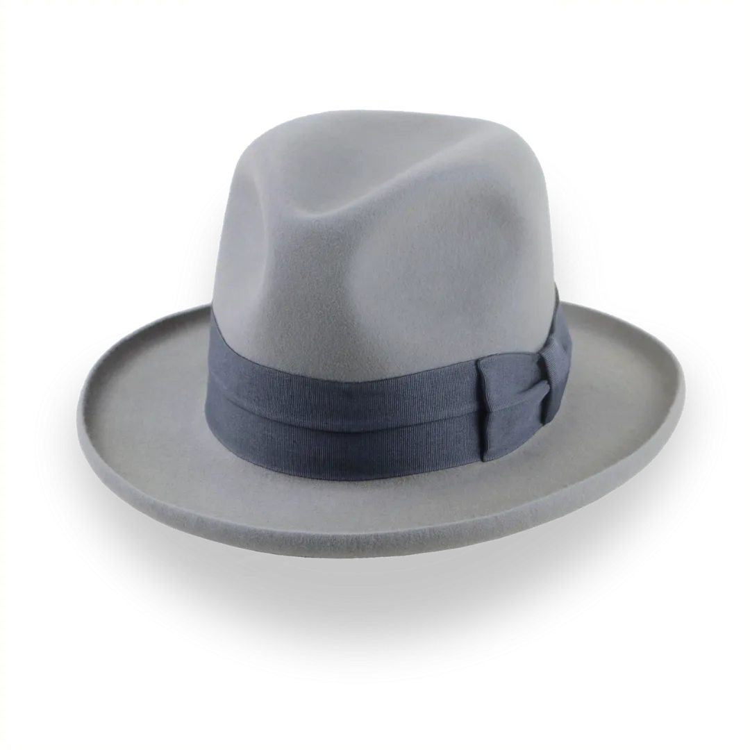 Pewter Grey Pencil Brim Fedora with Exclusive Ribbon Hatband | The Hiero