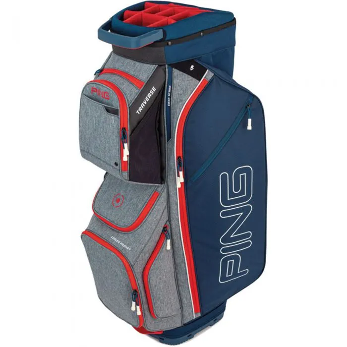 Ping Traverse Cart Bag - Grey/Navy/Scarlet