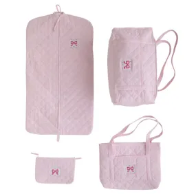 Pink Bow Quilted Luggage Set