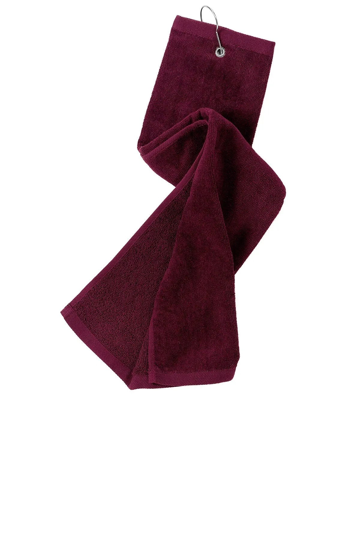 Port Authority Grommeted Tri-Fold Golf Customized Towels, Maroon