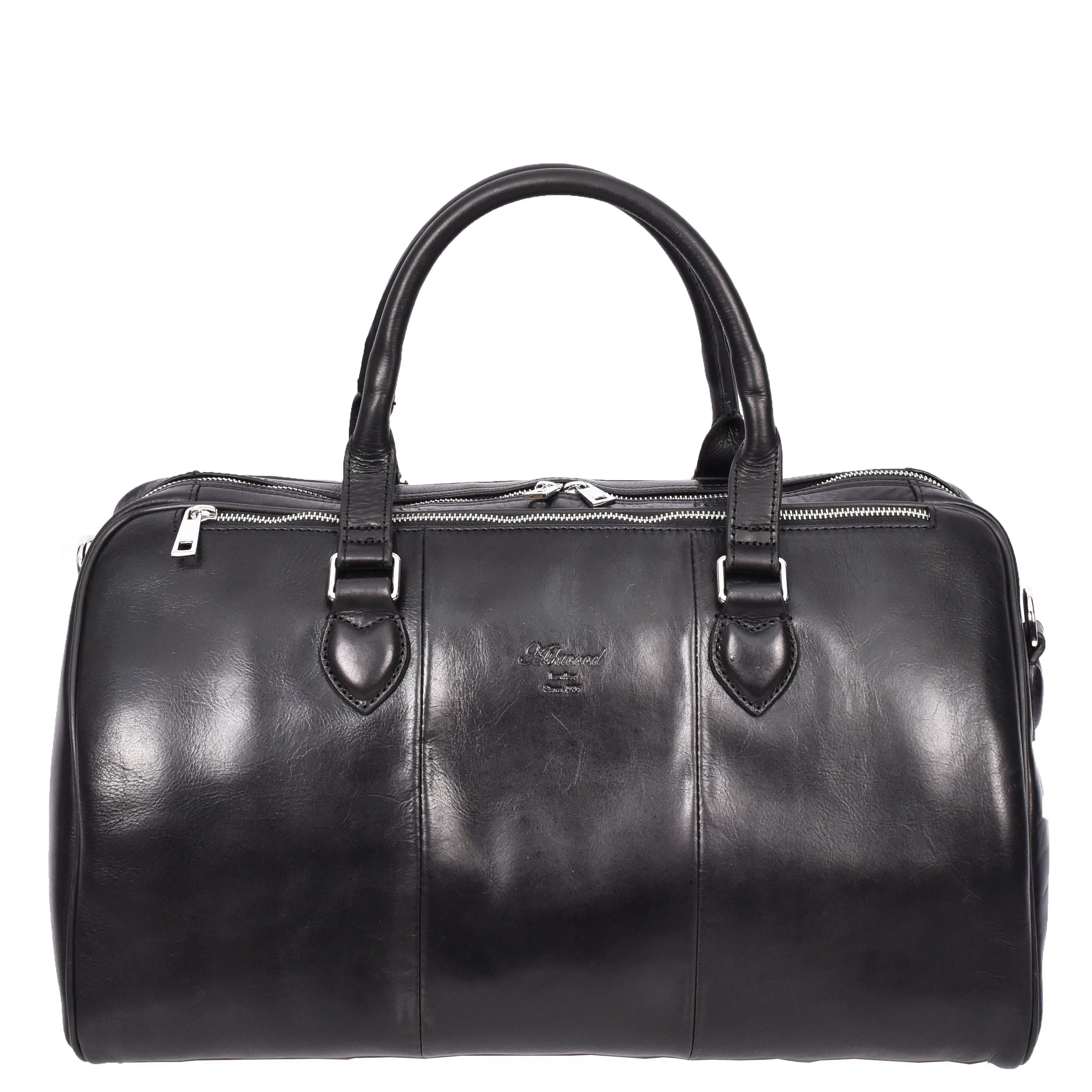 Premium Leather Holdall Carry-on Size Weekender Sports Travel Duffle Bag A47 Black