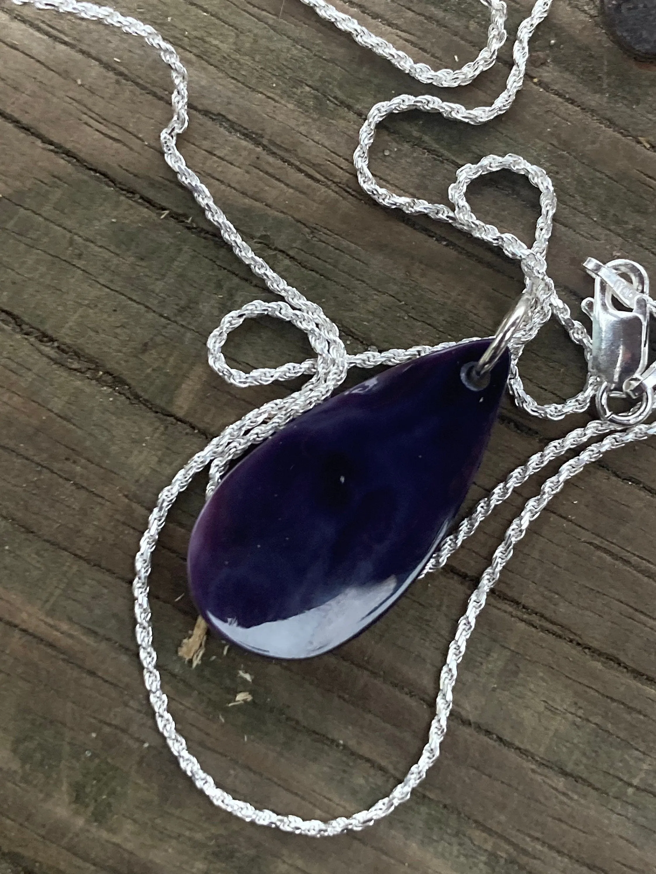 RARE DEEP PURPLE: Wampum Tear Drop Necklace