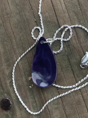 RARE DEEP PURPLE: Wampum Tear Drop Necklace