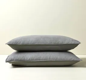 Ravello Linen King Pillowcase Pair Charcoal