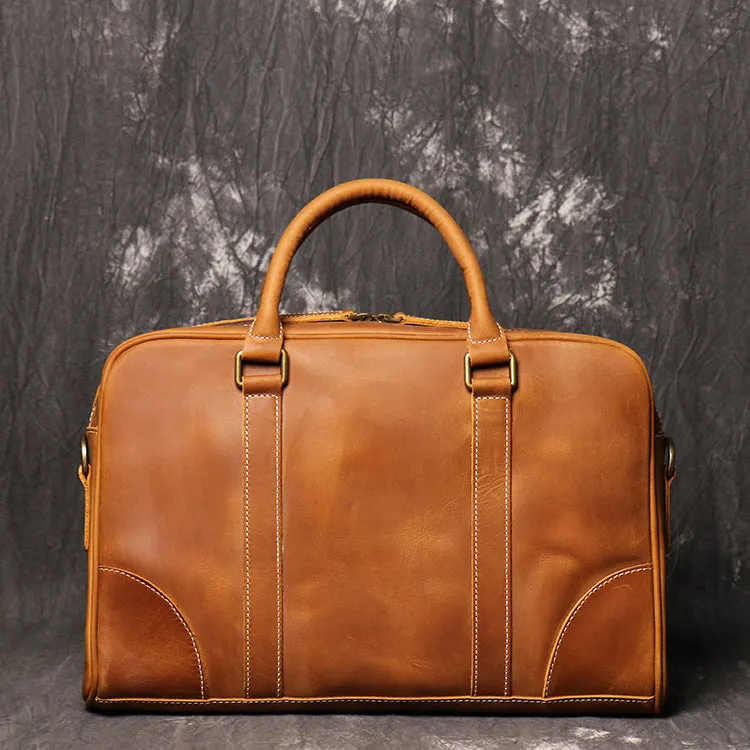 Retro Crazy Horse Leather Business Briefcase J1071