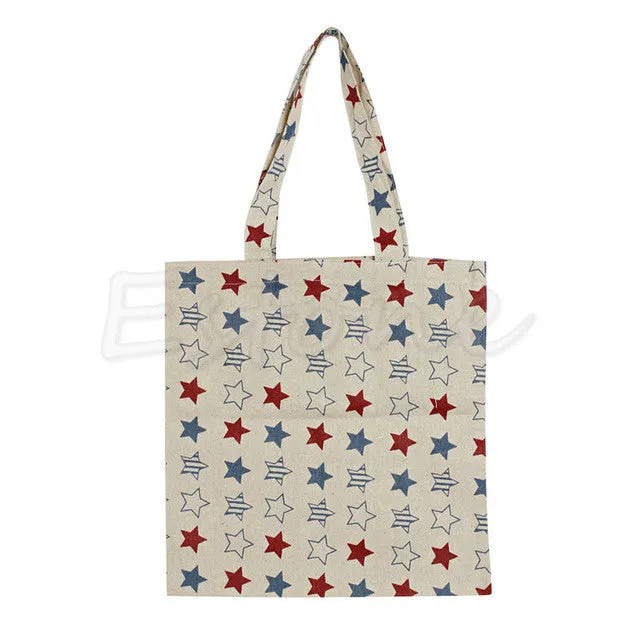 Reusable Cotton Linen Eco Friendly Shopping Bag Grocery Tote Shoulder Handbag