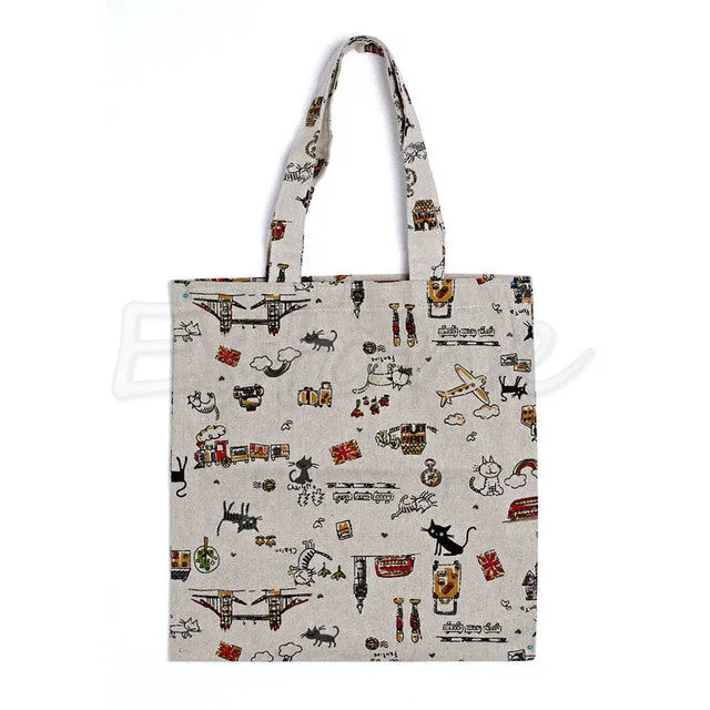 Reusable Cotton Linen Eco Friendly Shopping Bag Grocery Tote Shoulder Handbag