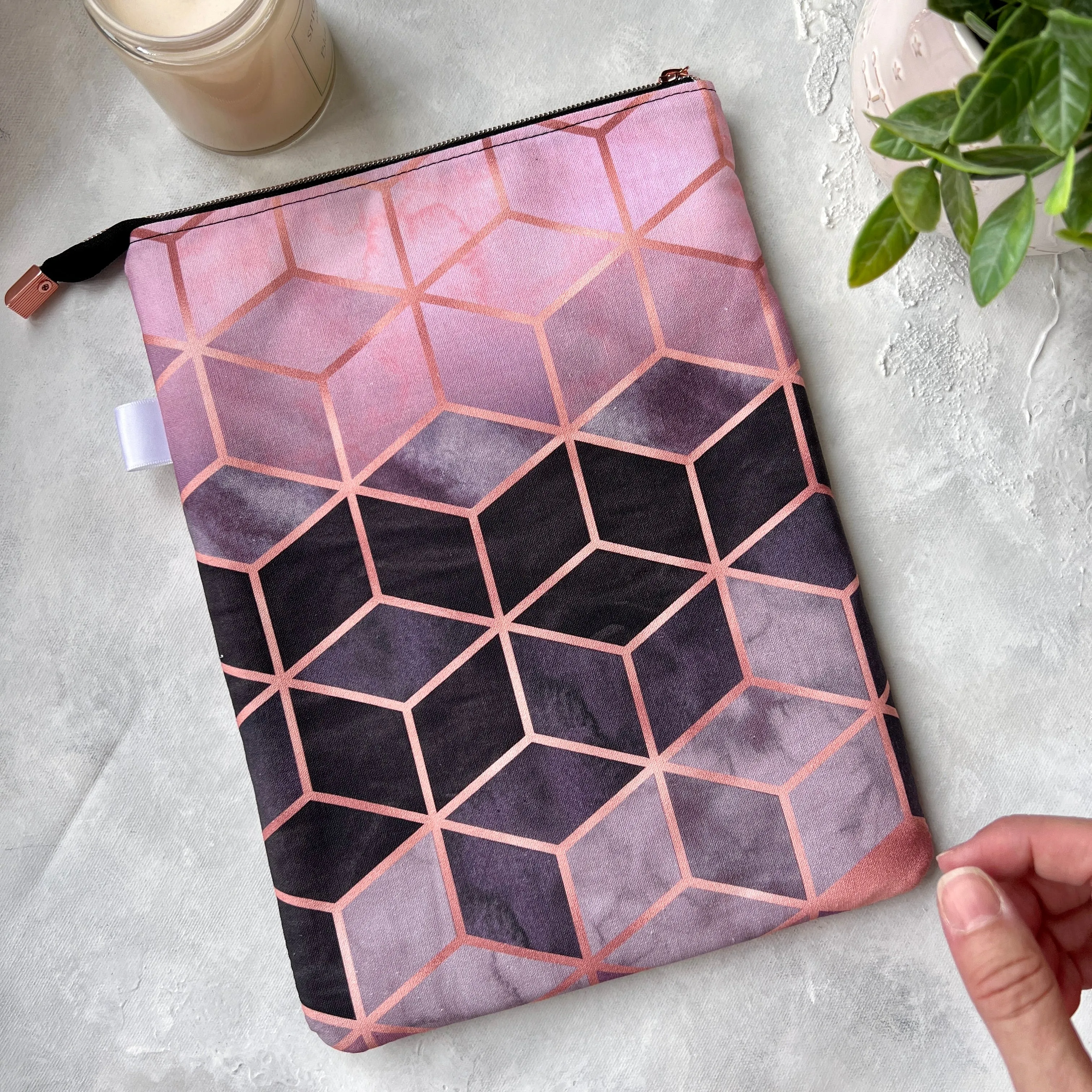 Rose Gold Geometric -  Zippered Book Sleeve No