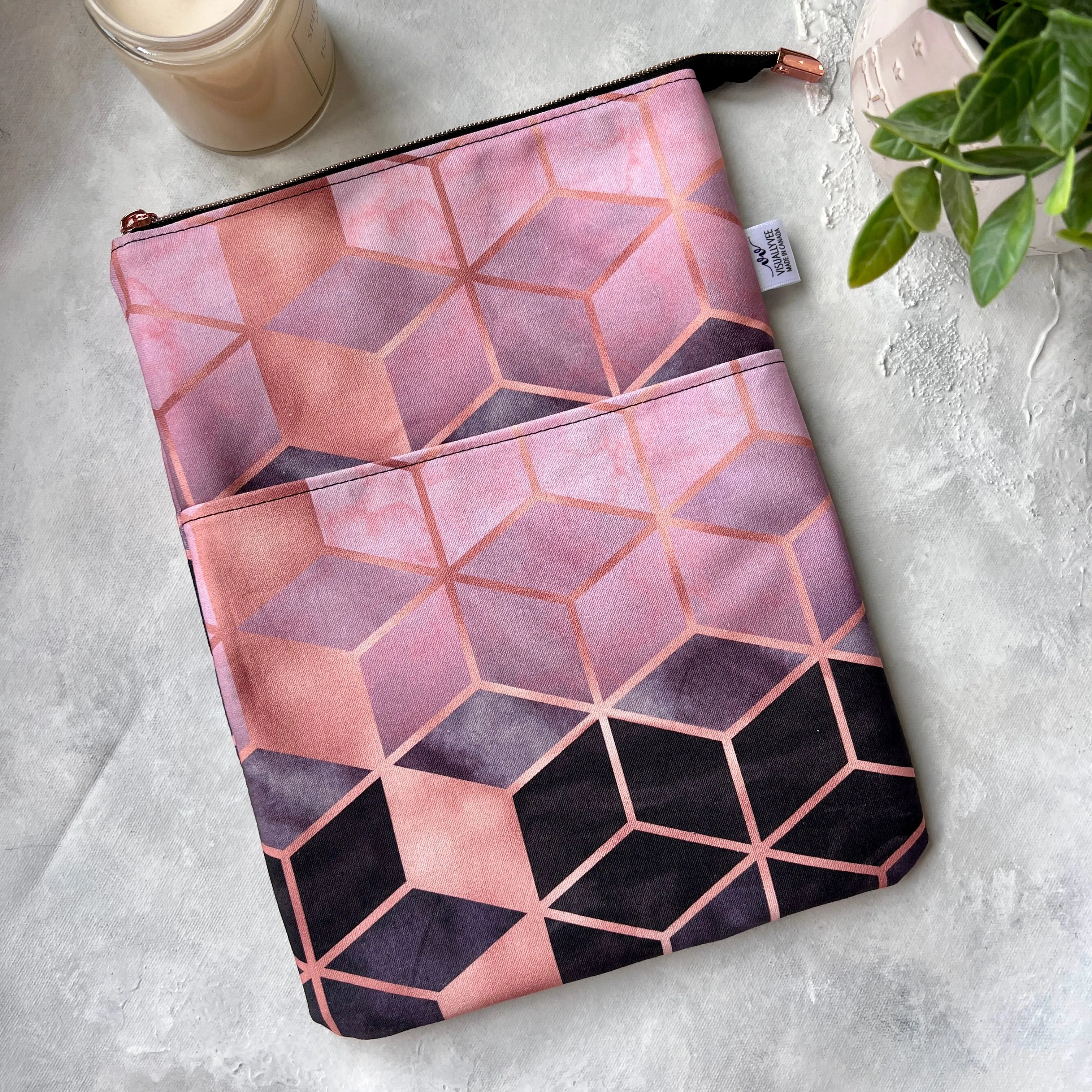 Rose Gold Geometric -  Zippered Book Sleeve No