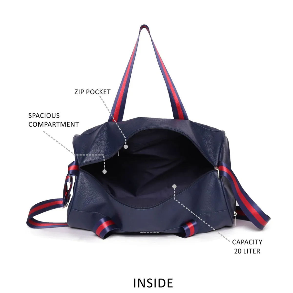 Royal Pu Duffle Bag With  Webbing Shoulder Handle