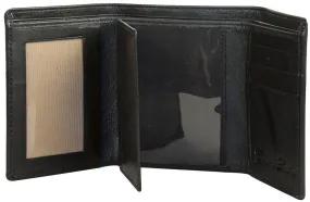 Sakkas Men's Authentic Leather Tri-Fold Wallet with 3 Id Windows with Gift Bag