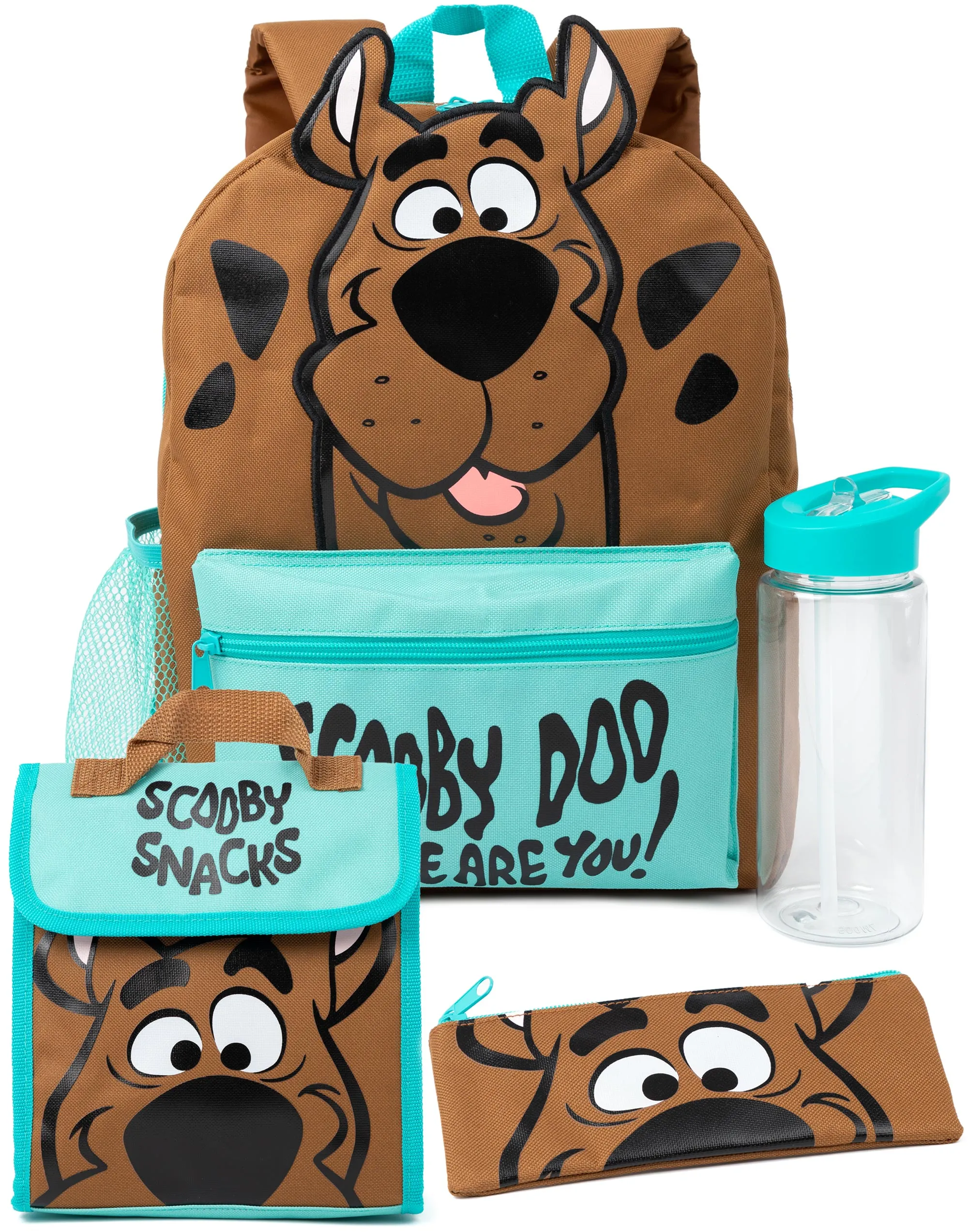 Scooby Doo Unisex Kids Brown 4 Piece Backpack Set