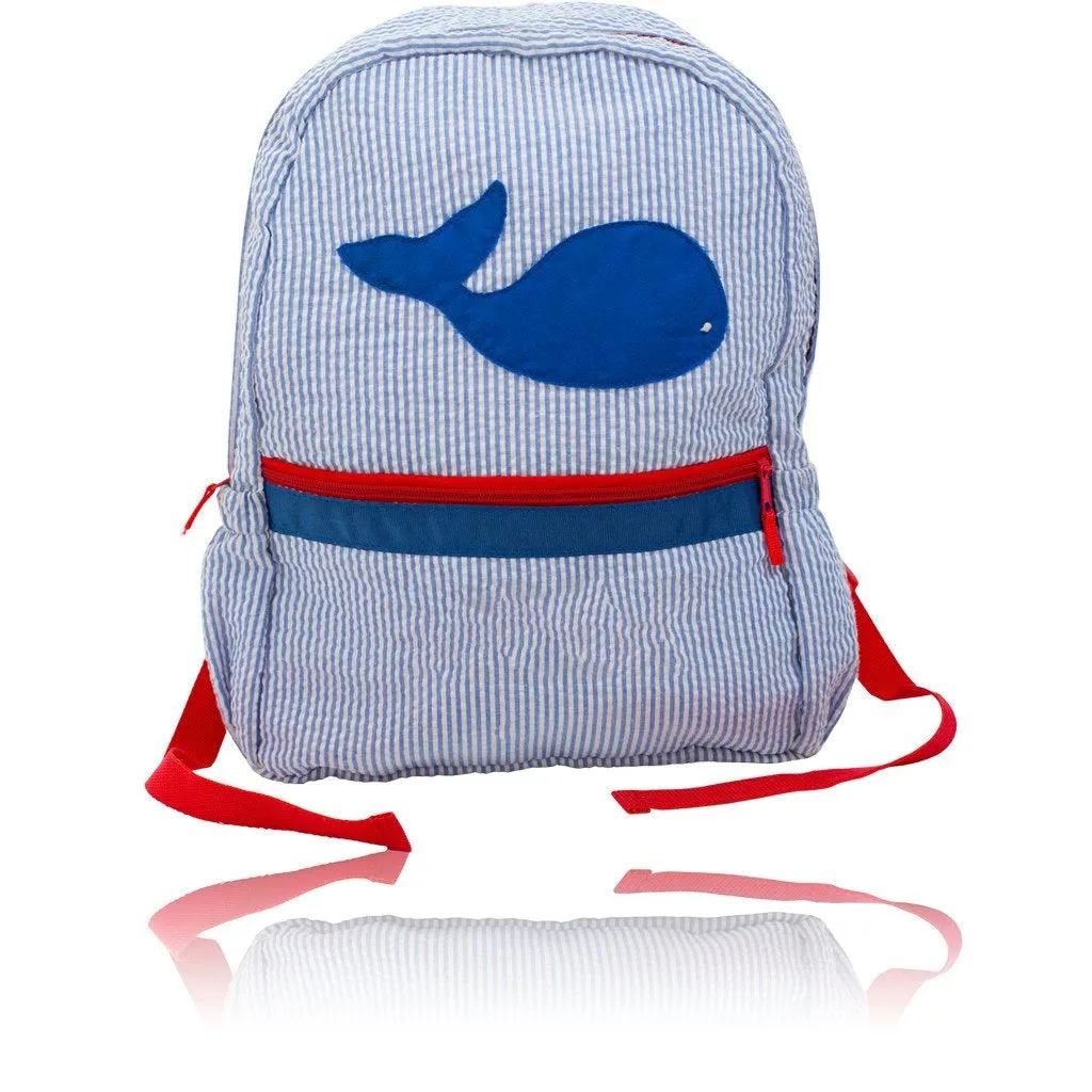 Seersucker Backpack Seaside Collection - Blue/Whale