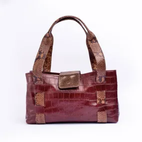 SERPENTINE SHOULDER TOTE BAG | MERLOT