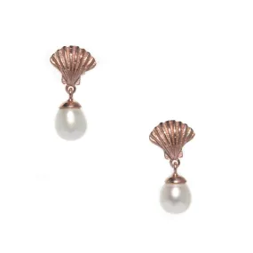 Shell Pearl Studs Rose Gold