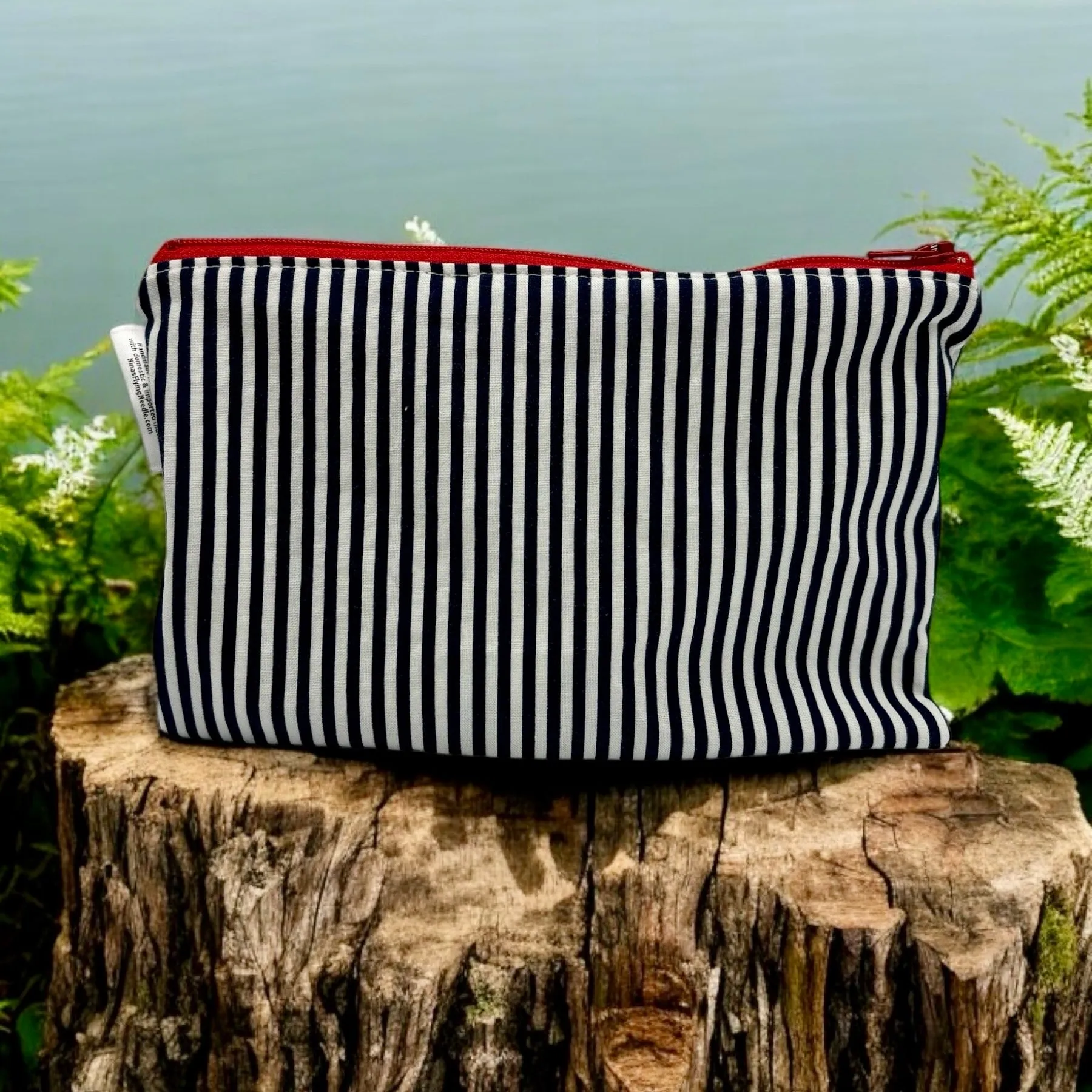 Snack Sized Reusable Zippered Bag Stripes Navy