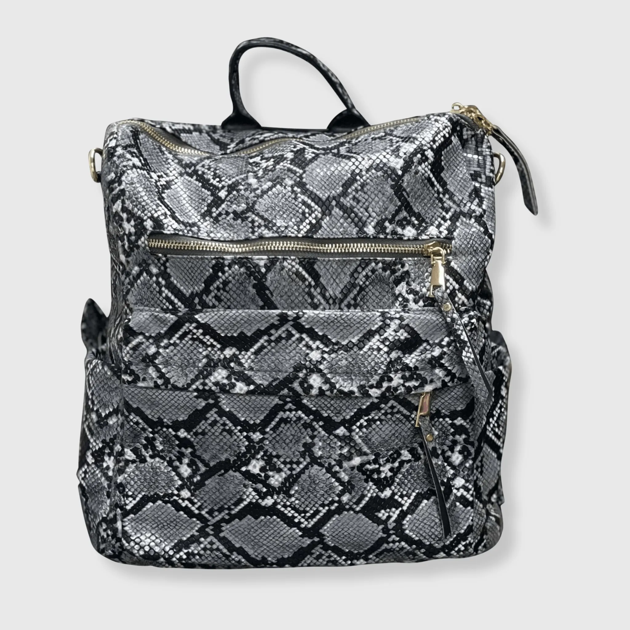 Snake Black Leather Backpack