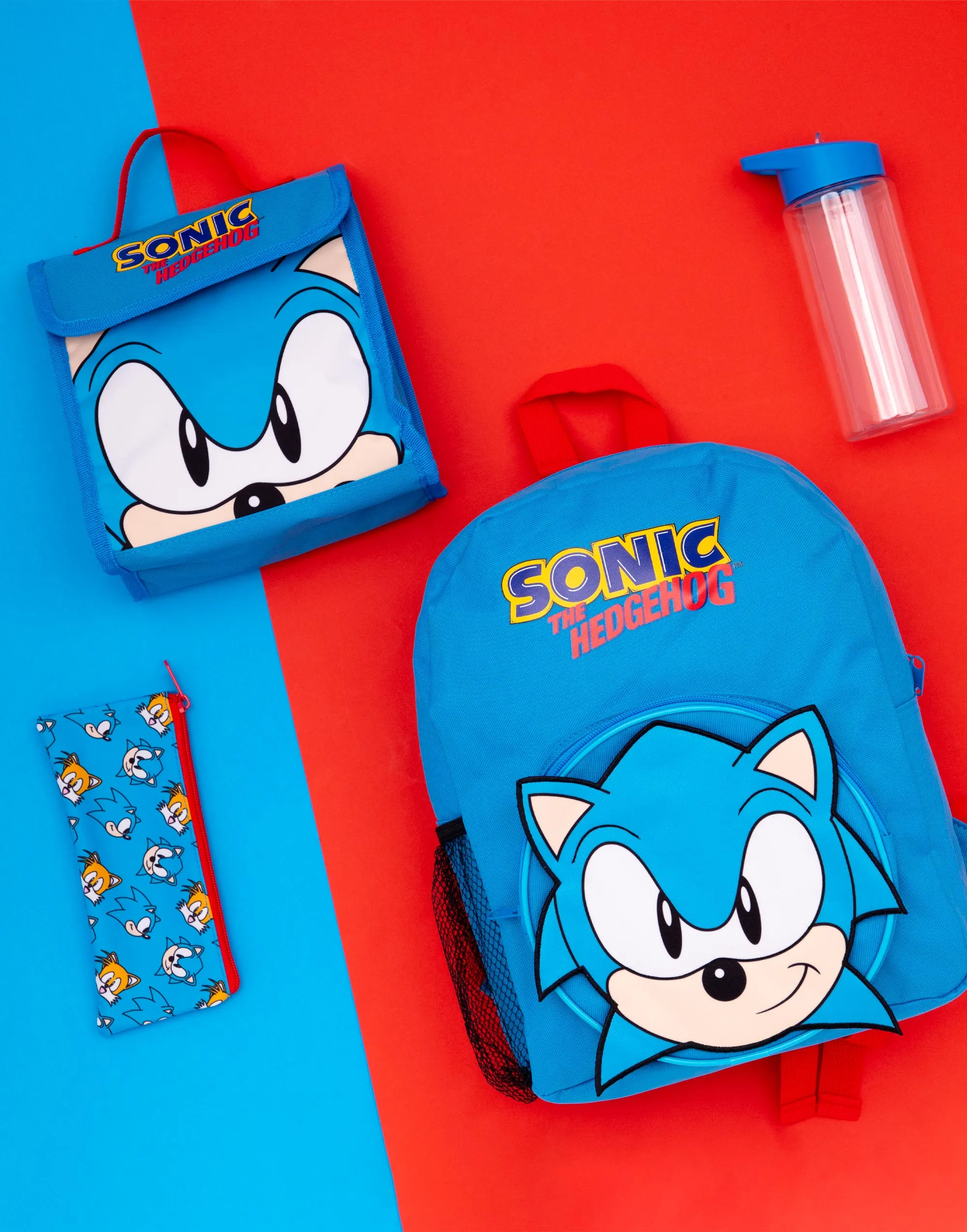 Sonic The Hedgehog 4 Piece Backpack Kids Bottle Lunch Bag Pencil Case Set