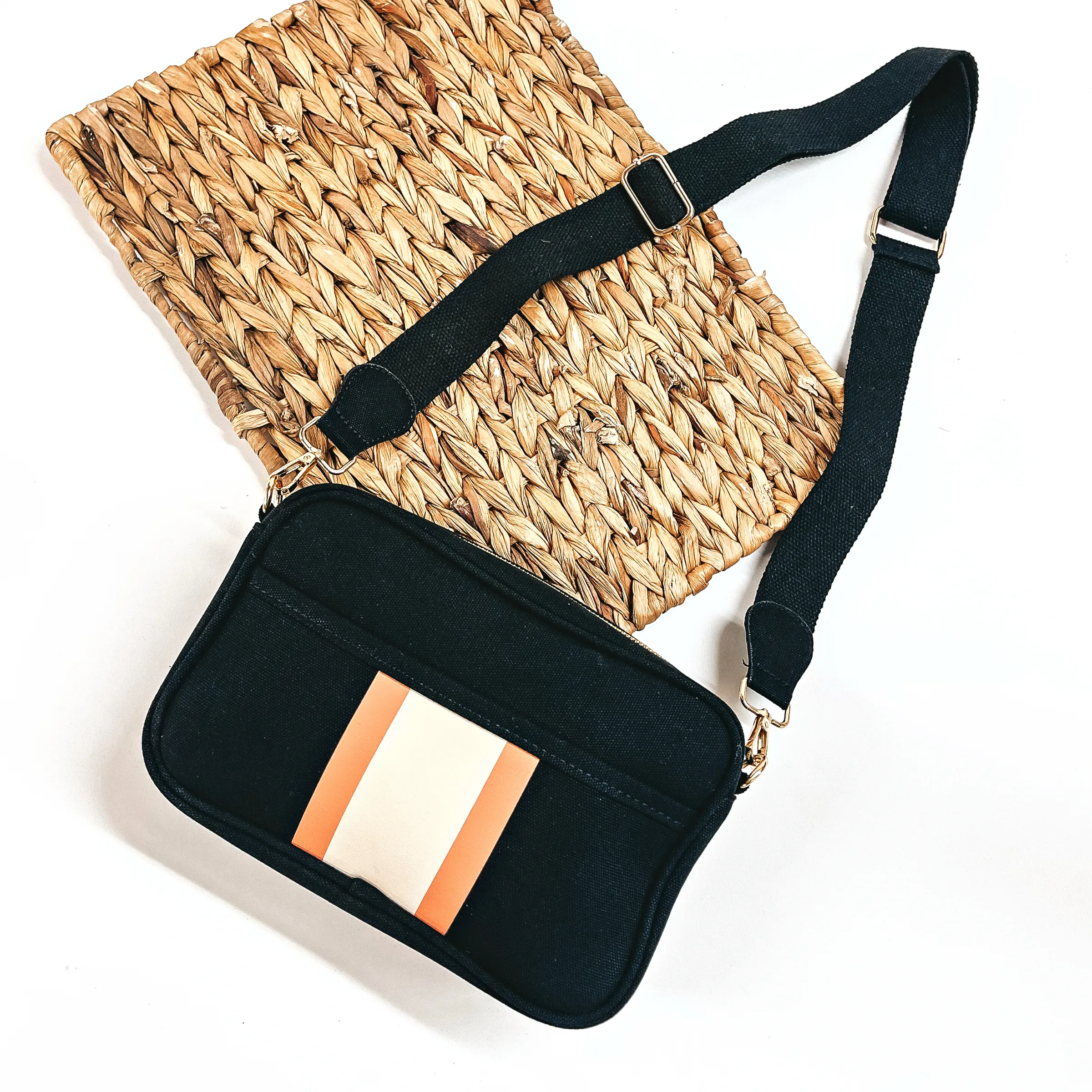 Special Treat Multicolored Striped Crossbody Bag in Black