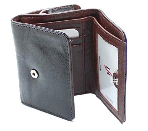 STARHIDE Ladies RFID Blocking Compact Genuine Leather Small Wallet With Zip Around Coin Pouch On The Side 5555