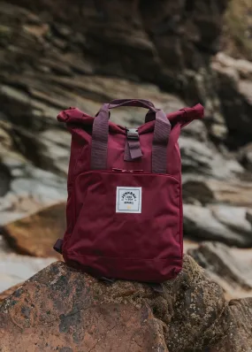 'The Everyday' Recycled Roll-Top Backpack in Burgundy