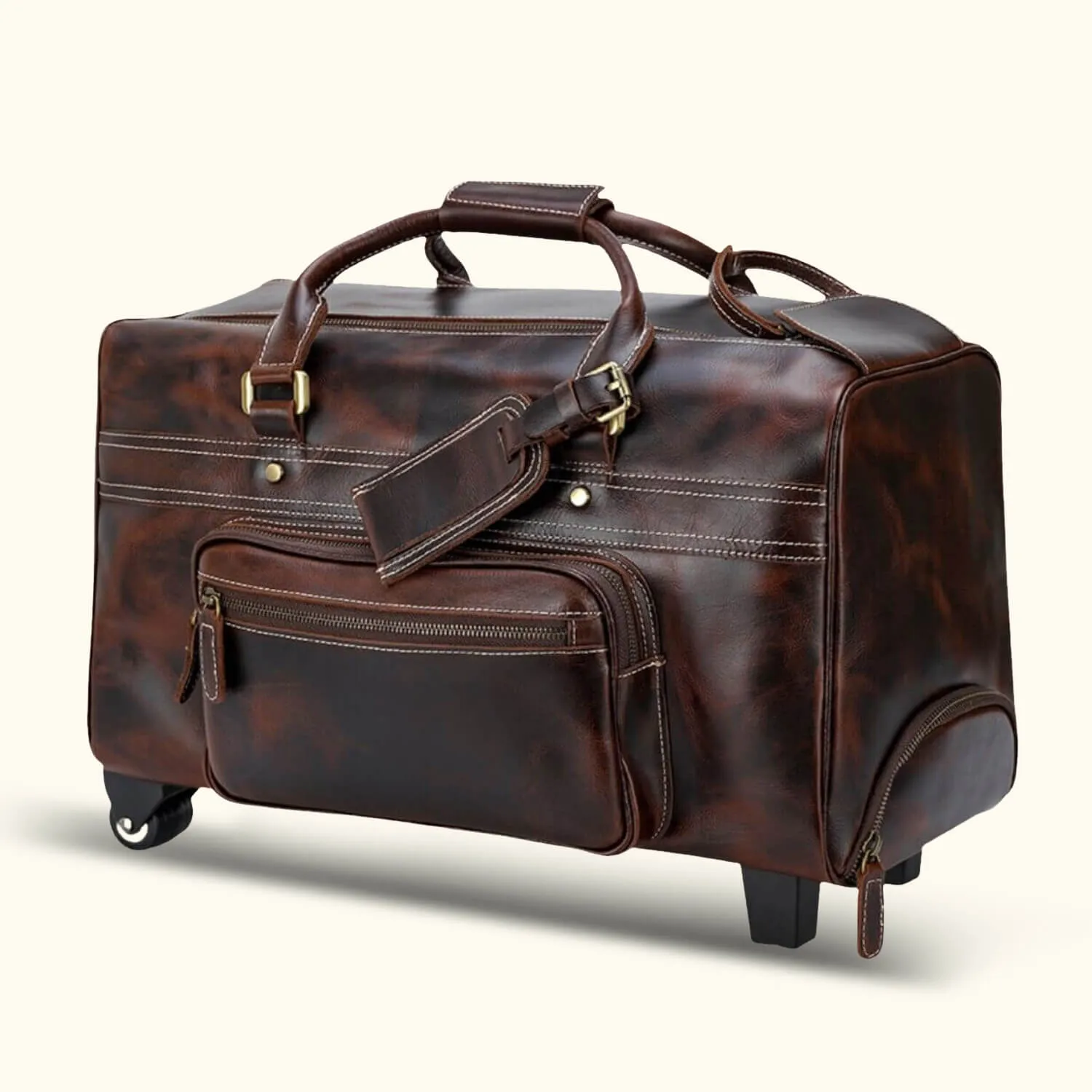 The Lawful - Leather Duffle with Wheels