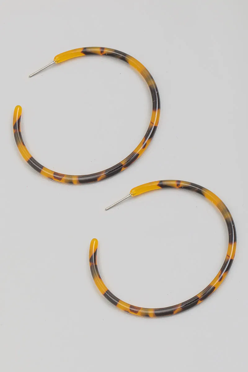 Thin Tortoise Shell Hoop Earrings