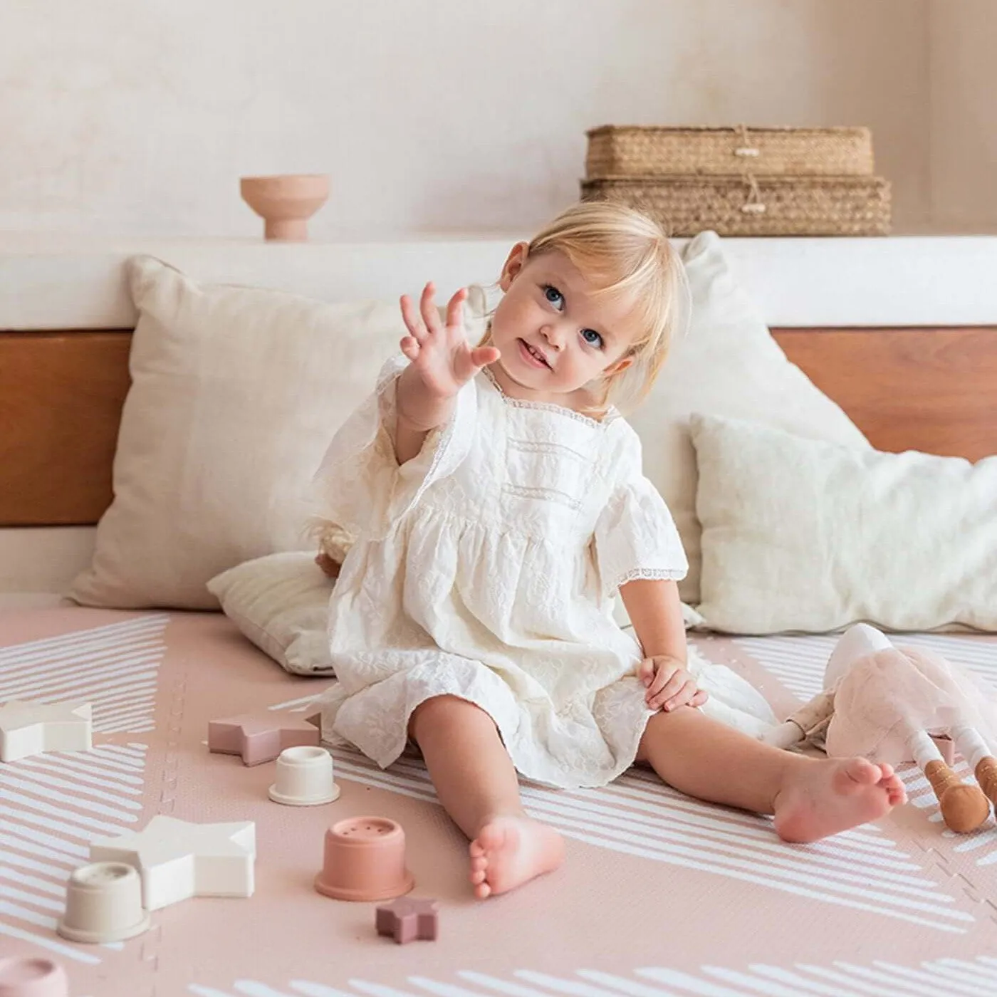 Toddlekind Premium Foam Playmats | Sandy Lines - Sea Shell