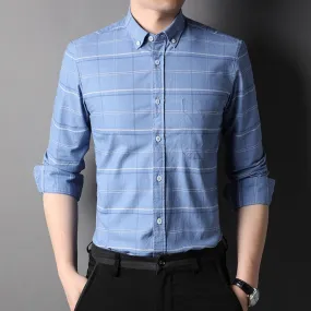 Top Grade 100% Cotton Fashion Brand Designer Button Down Shirts Slim Fit Plaid Classic Casual Long Sleeve Men Clothing