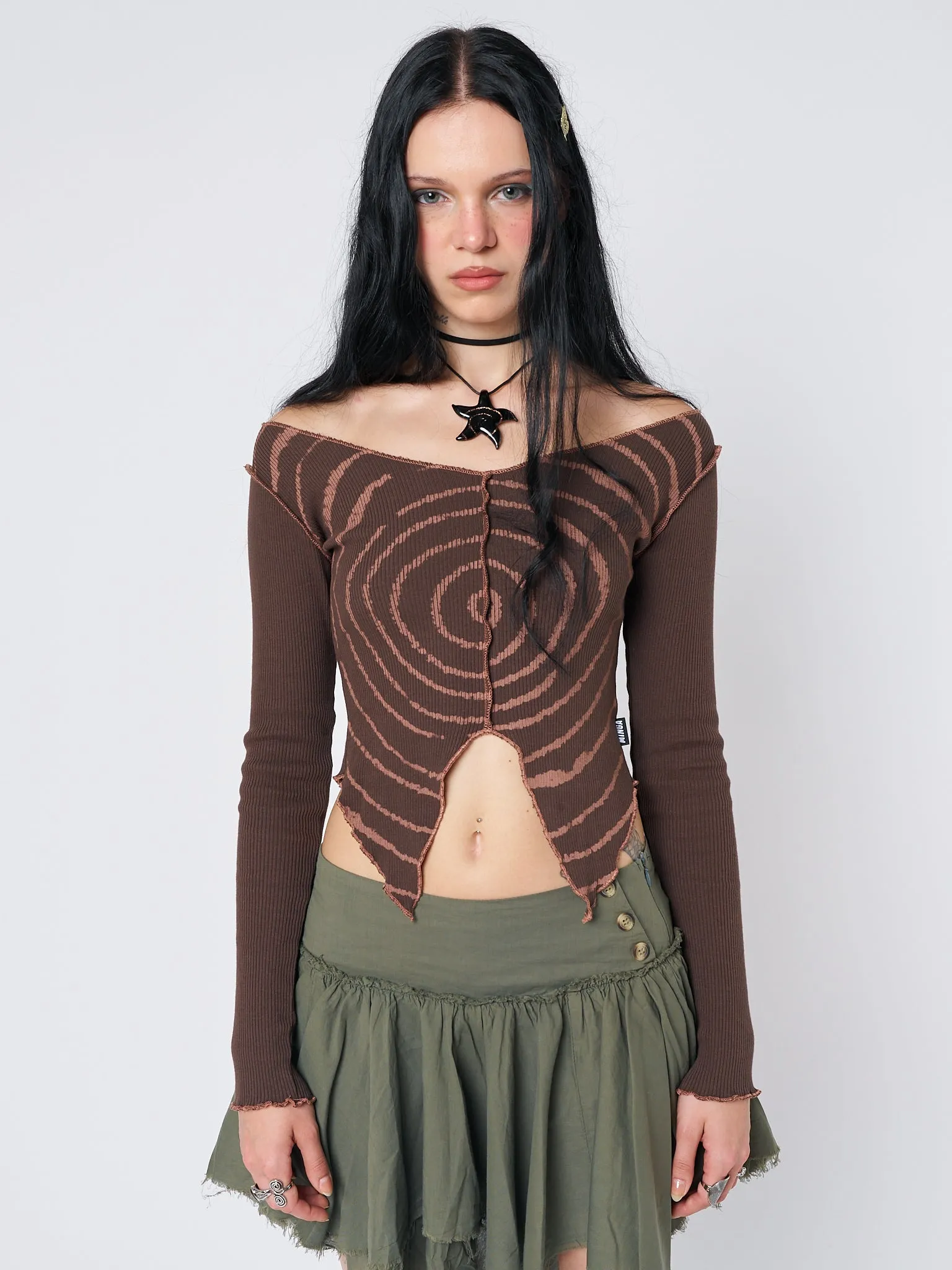 Tranceum Brown Asymmetrical Top