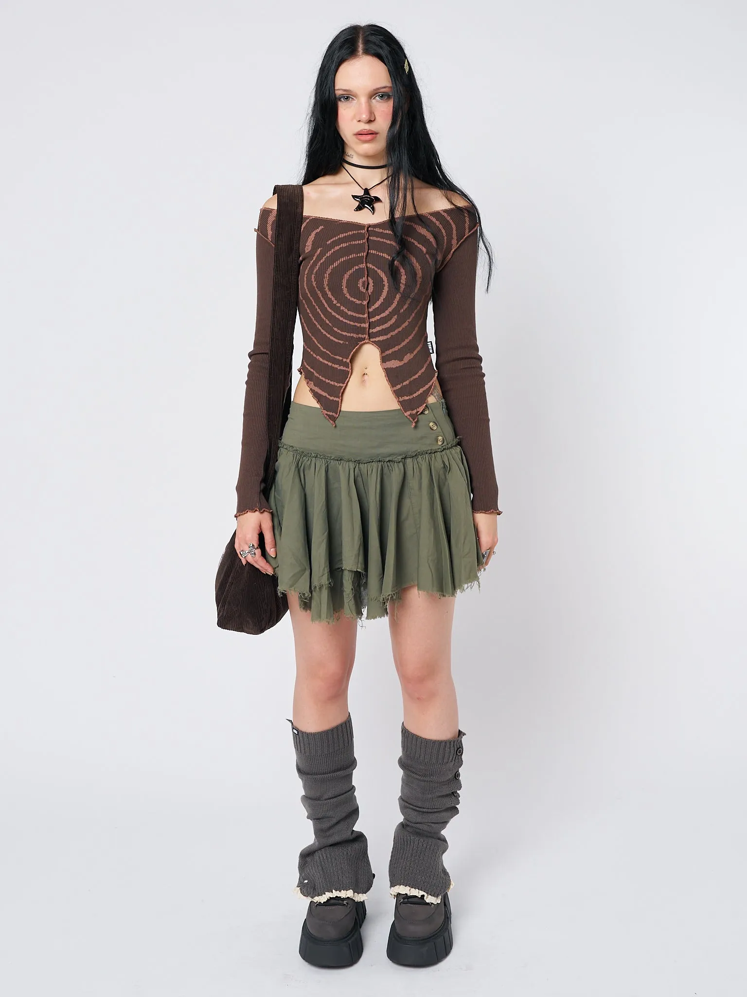 Tranceum Brown Asymmetrical Top